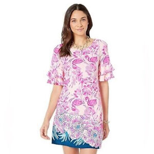 Lilly Pulitzer Lula coral Reef Flamingle Engineer Dress Small
